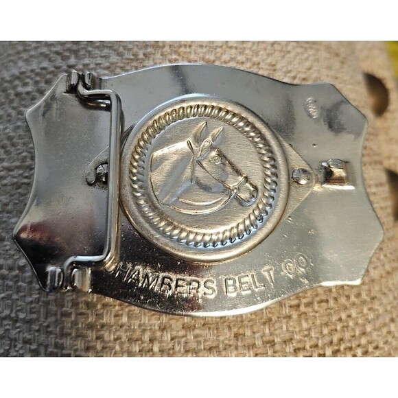 Vintage Metal With Round Turquoise Color Stone Belt Buckle - Picture 3 of 5